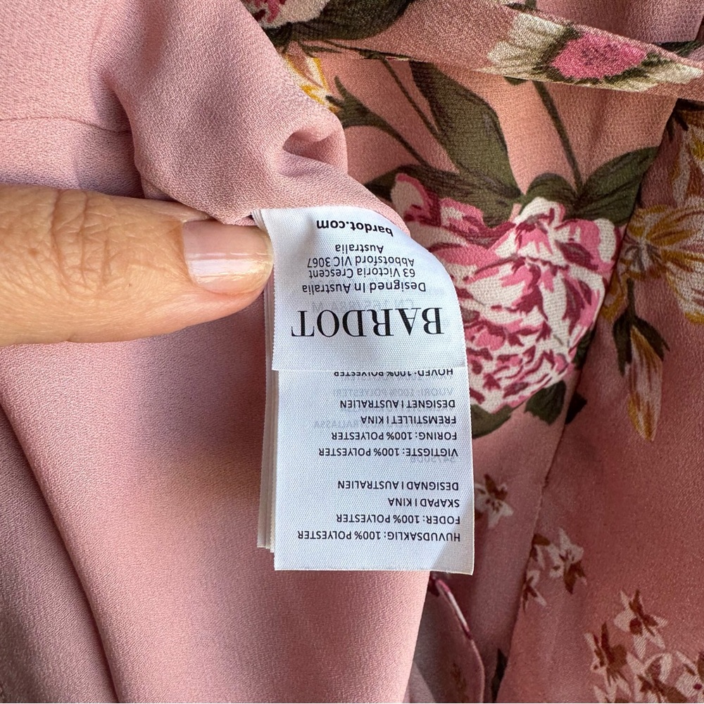 Bardot Hazel Pink Floral Long Sleeve Ruffle Mini Dress with belt Size 6/S - Picture 6 of 11